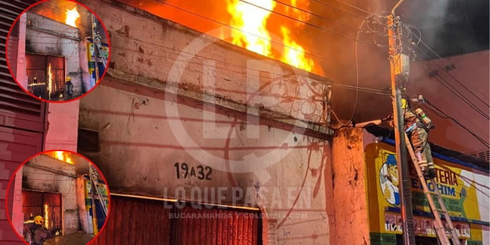 Incendio arrasa con depósito de construcción en el mercado de las pulgas en Bucaramanga