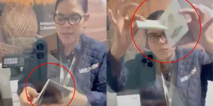 Video: Mujer estalla contra agente al negarle viaje por pasaporte dañado