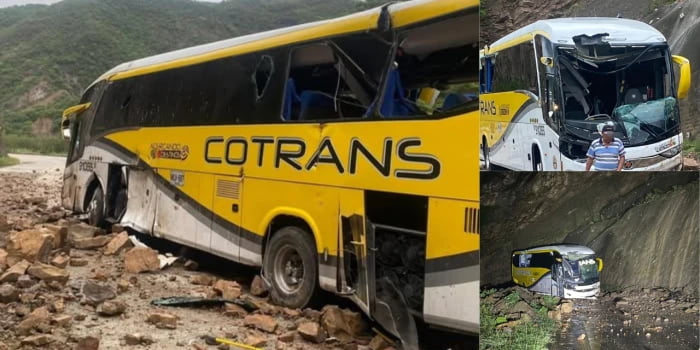 Gigantesca roca cayó sobre bus en Enciso, Santander Un joven de 24 años murió