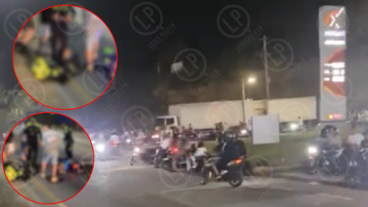 Video: Policías que atendían riña fueron embestidos por una moto