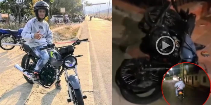 Video: Joven murió al estrellarse con un poste mientras hacía piruetas en moto