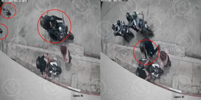 Madre e hija fueron asaltadas por seis motorizados: Todo quedó en video