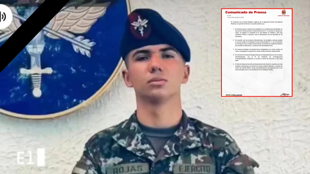 Jeider Rojas, soldado que murió en explosión de granada en base del Ejército