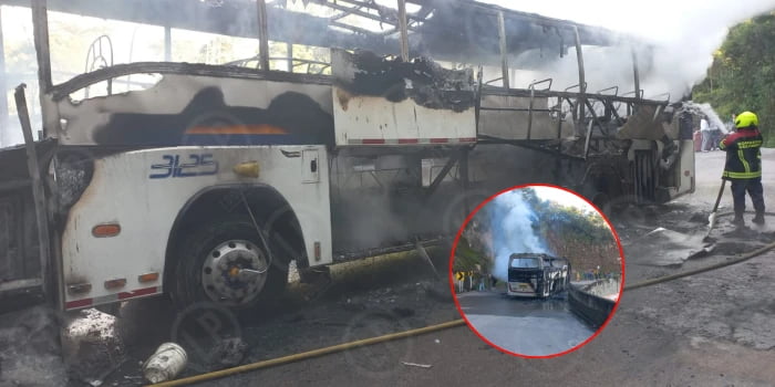 Video: Bus intermunicipal se incendió con pasajeros a bordo